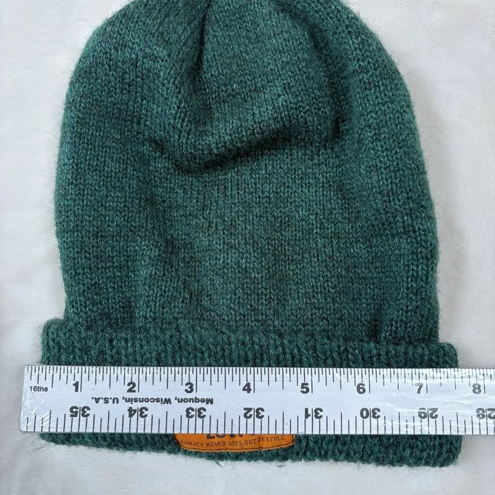 Levi's Green Knit Beanie Hat Cuffed Logo Patch Winter Cap Unisex